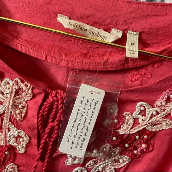 Soft Surrounding Floral Crush Beaded Embroidered Boho Tunic Embellished Top NWT - Picture 14 of 14